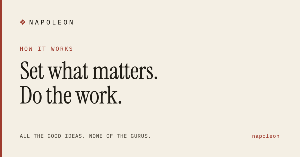 The whole pitch. Set what matters, do the work, no unlocking of potential required.