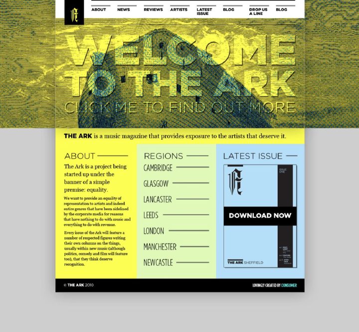 An example of The Ark&rsquo;s website design.